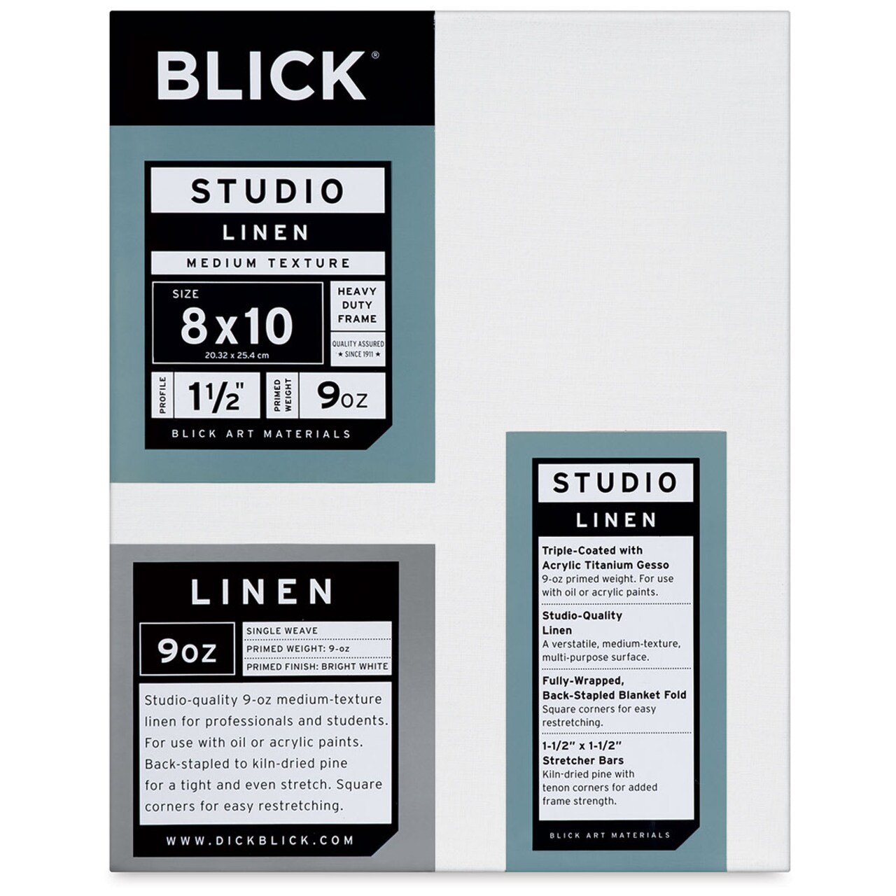 Blick Studio Linen Stretched Canvas - 8" x 10", Gallery 1-1/2" Profile